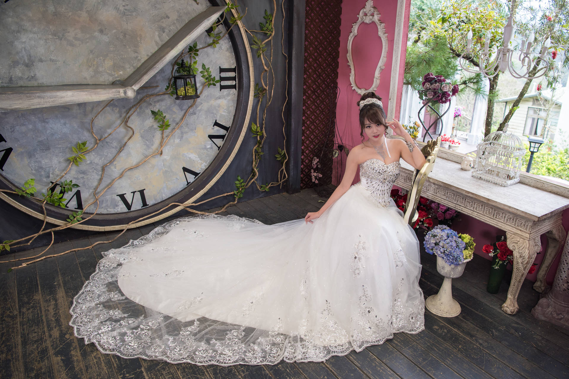 White Black Bride Wedding Dress Size681012